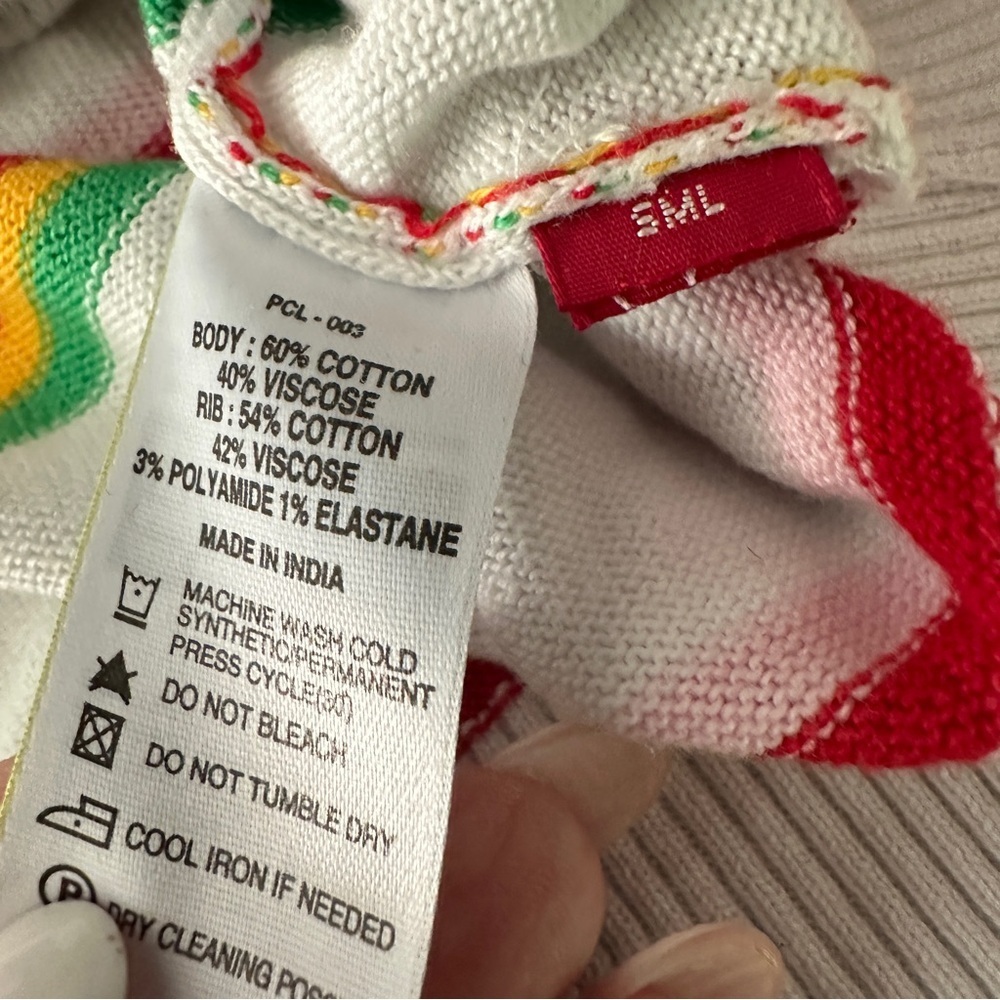 Levi’s Retro Stripe Normcore V-Neck Sweater White Multicolor Long Sleeve Medium - Picture 11 of 13